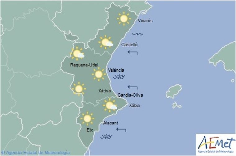 Mapa de la previsió per a este dissabte