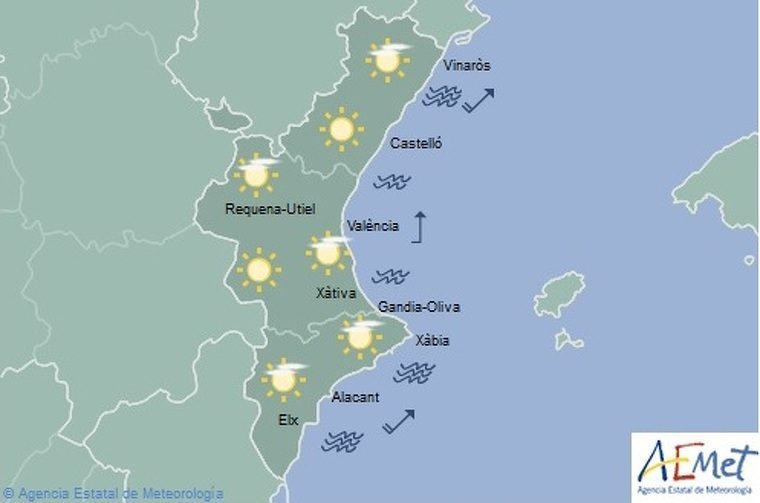 Mapa de la previsiÃ³ per a este dijous