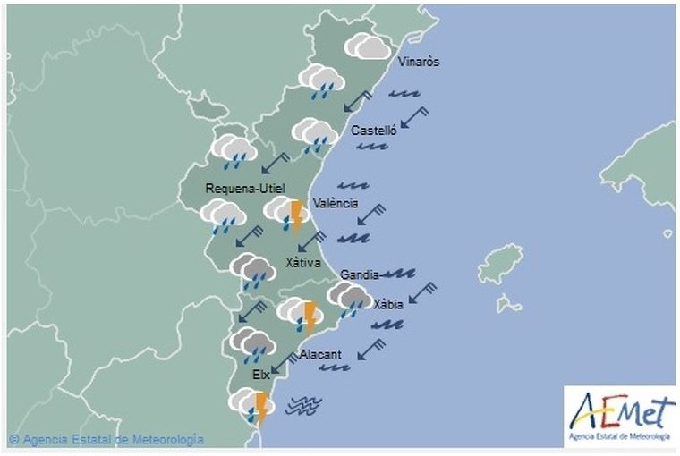 Mapa de la previsiÃ³ per a este divendres