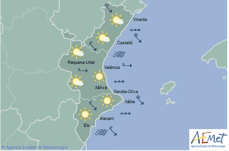 Mapa de la previsiÃ³ per a este dissabte