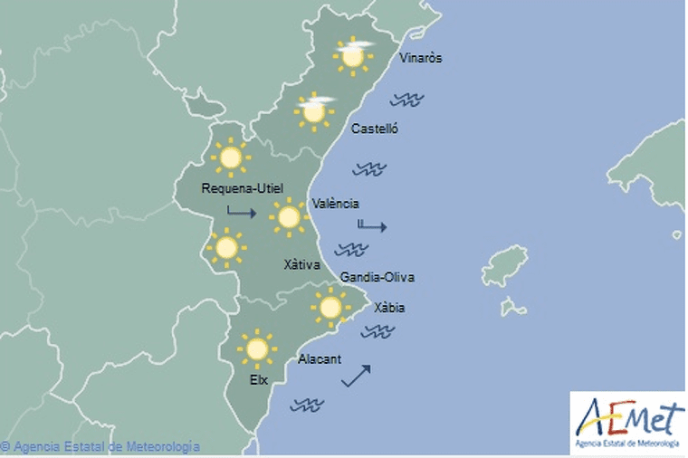 Mapa de la previsiÃ³ per a este dimecres