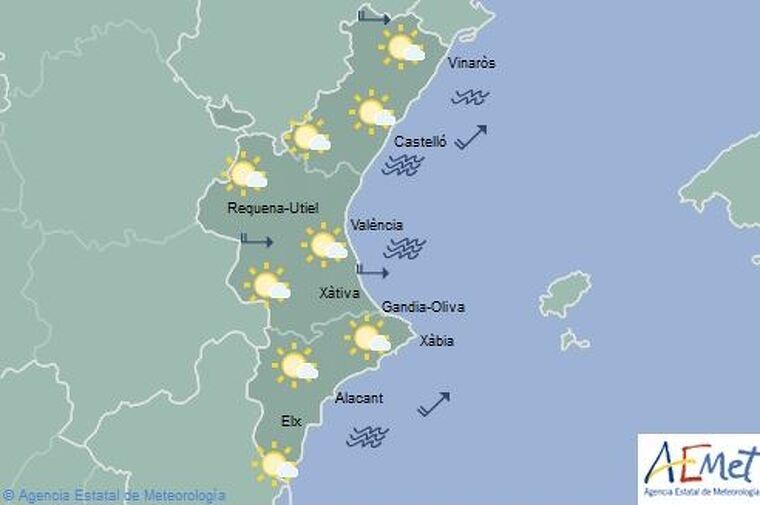 Mapa de la previsiÃ³ per a este dimecres