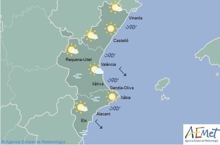 Mapa de sÃmbols previst per a este diumenge