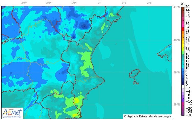Temperatura mà xima prevista este dimarts