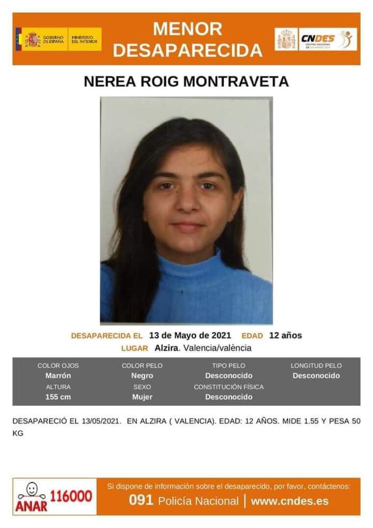 Nerea Roig menor desapareguda Alzira