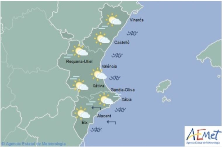 Mapa de la previsió per a este divendres