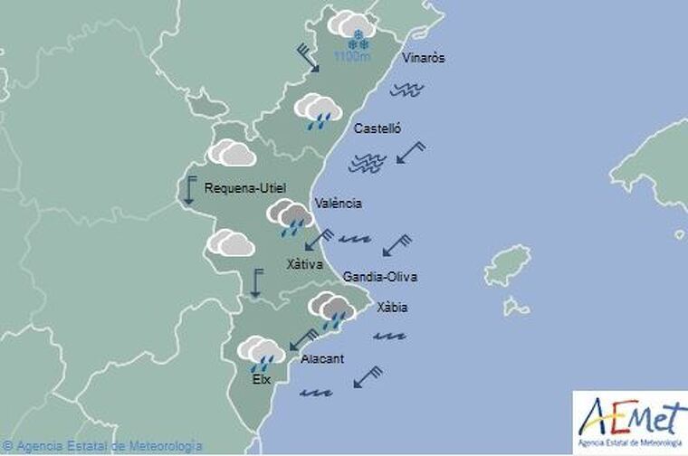 Mapa de previsiÃ³ per a este divendres
