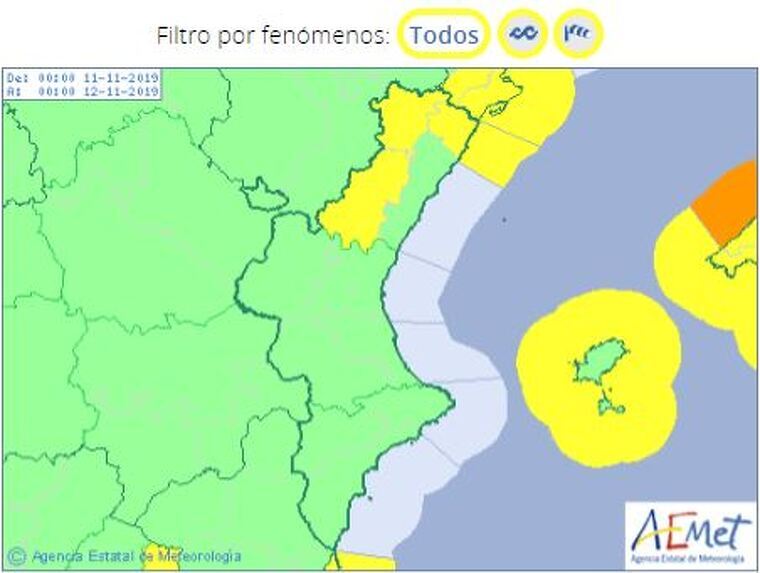 Avisos previstos per aquest dilluns
