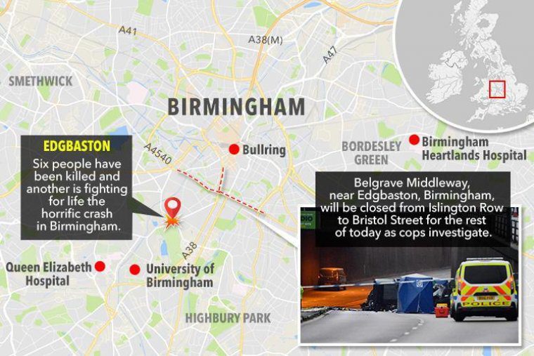 LocalizaciÃ³n del accidente. Edgbaston, en Birmingham, Reino Unido