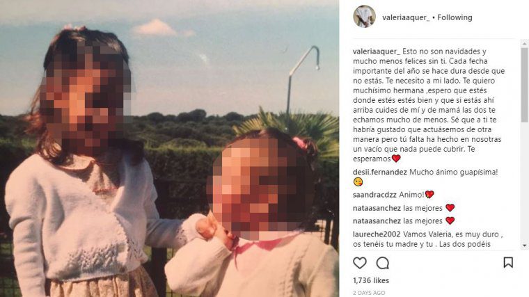 Imagen de la publicaciÃ³n de Valeria Quer en recuerdo de su hermana por Navidad