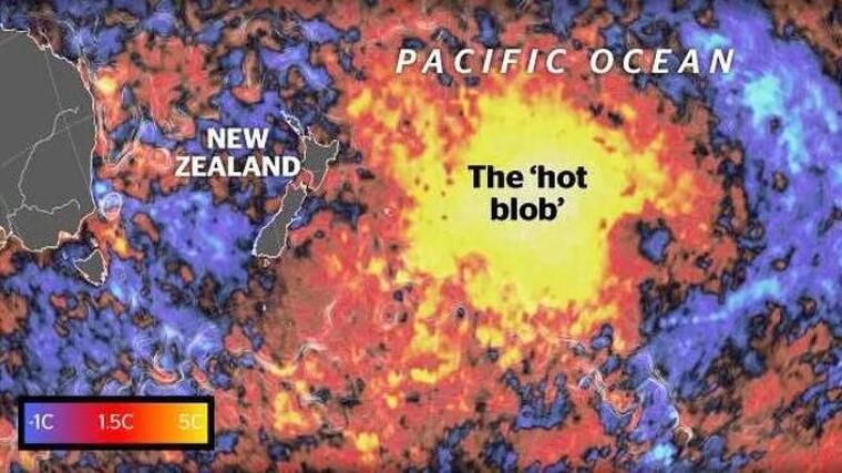 Imatge on es veu l'anomalia de temperatura de més de 5 ºC respecte a la mitjana