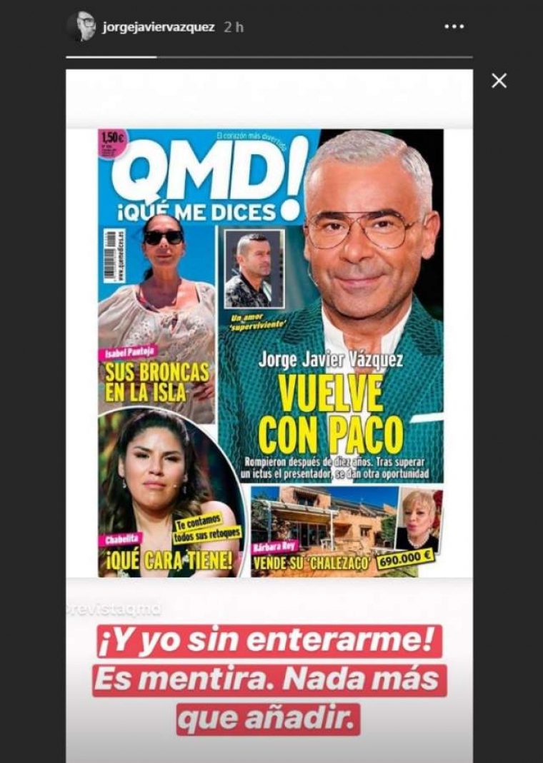 Jorge Javier desmenteix la seva reconciliació amb Paco