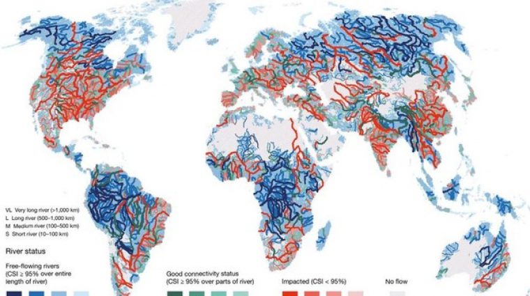 Mapa balanÃ§ de l'estat natural dels rius mÃ©s importants del mÃ³n