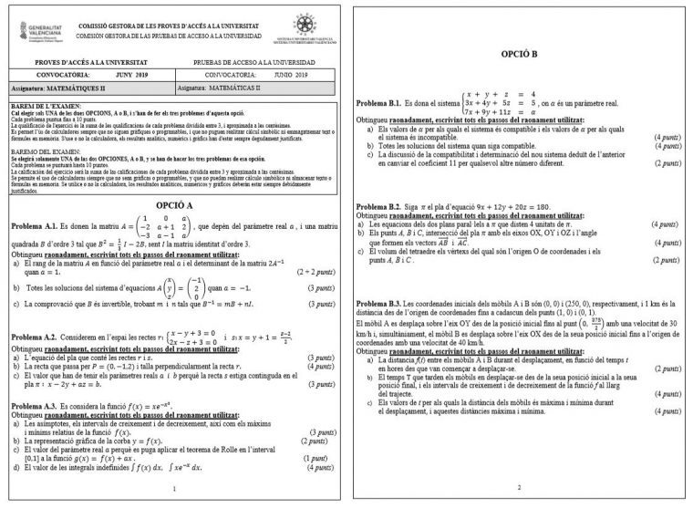 ExÃ mens Selectivitat MatemÃ tiques II