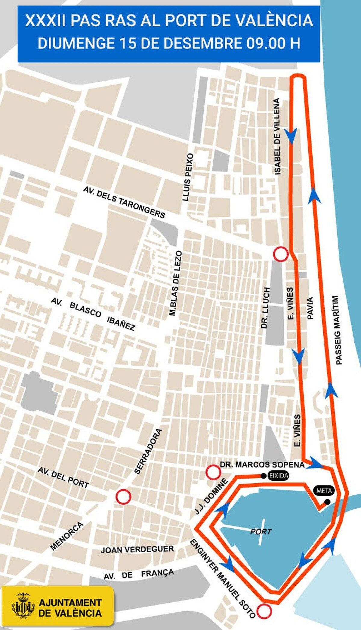 Talls de trà nsit per la carrera Pas Ras al Port de València