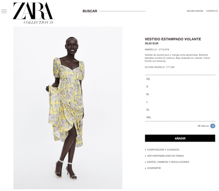 Vestit de Zara en tallesdes de la XS fins la XXL