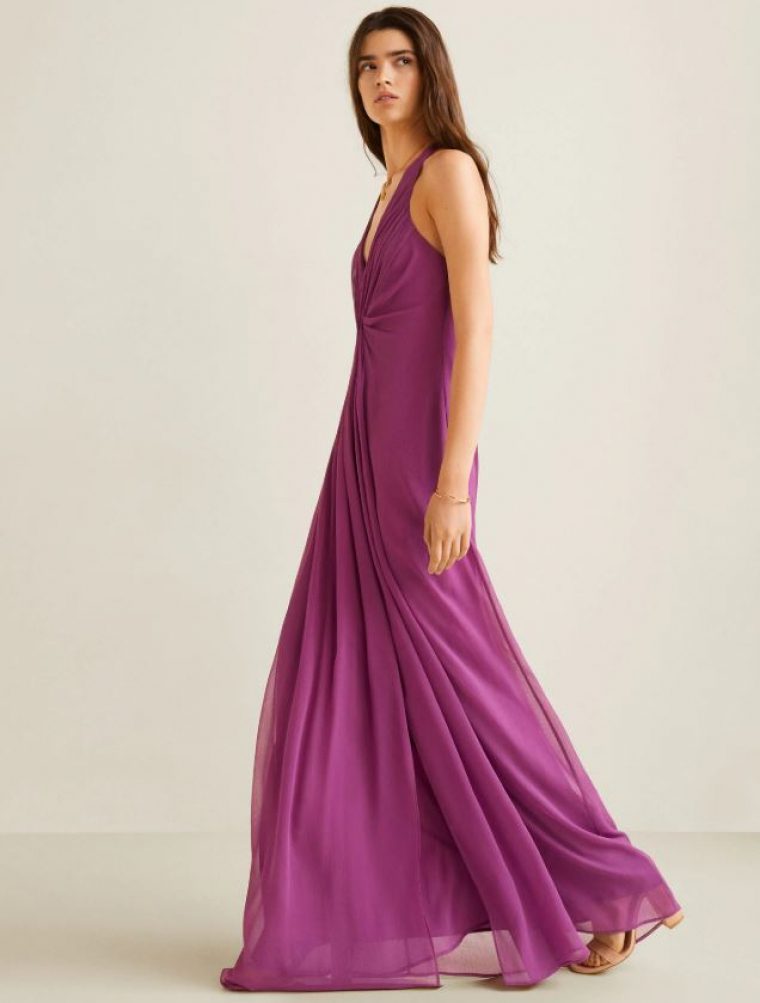 Vestit llarg de gasa de color morat