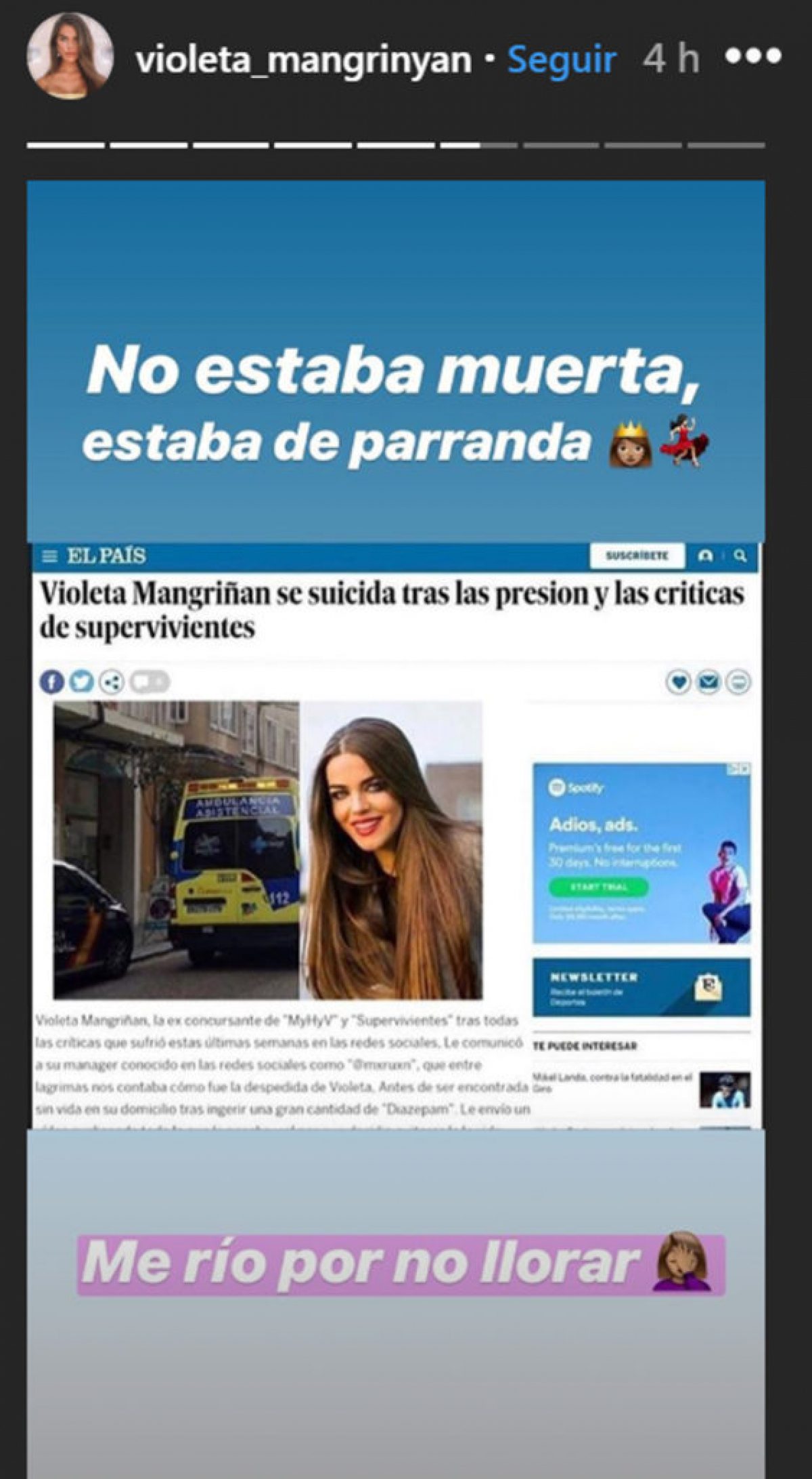 La jove valenciana va desmentir la notÃ­cia amb un missatge ple d'humor